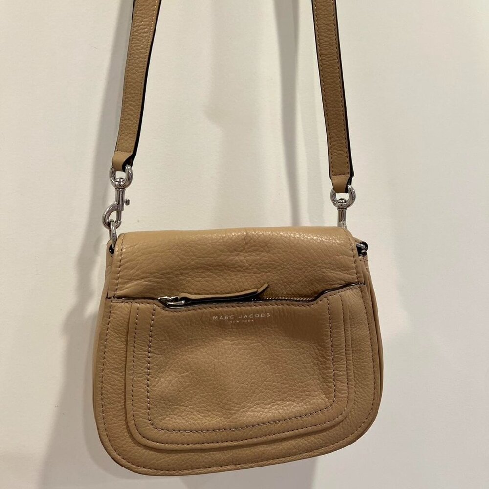 Tan and cream leather Marc Jacobs crossbody bag